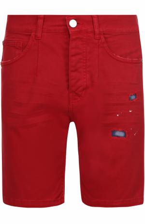 Джинсовые шорты с декоративными потертостями Frankie Morello. Цвет: красный