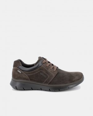 Мужские замшевые туфли на шнуровке с гортексом и рифленой подошвой Igi&Co, темно коричневый IGI&CO