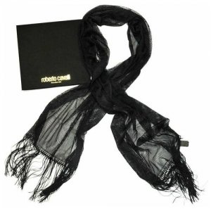 Черный плетеный палантин 840614 Roberto Cavalli. Цвет: черный