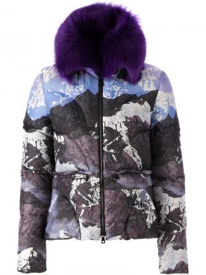 Куртка с принтом и меховым воротником Alps Peter Pilotto. Цвет: розовый и фиолетовый