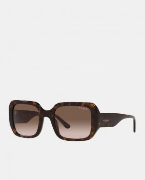 Прямоугольные солнцезащитные очки из ацетата гаваны, коричневый Vogue