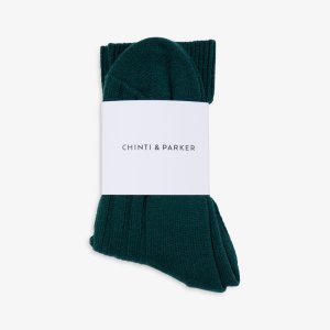 Носки средней длины из шерсти и кашемира в рубчик Chinti And Parker, цвет meadow Parker