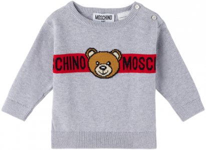 Детский серый свитер интарсии Moschino