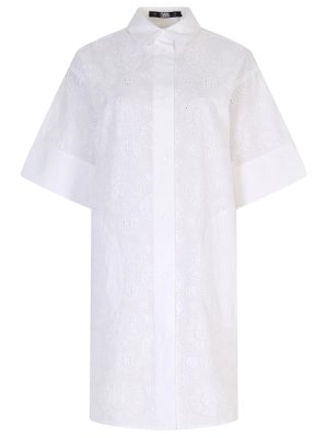 Платье-рубашка хлопковое KARL LAGERFELD. Цвет: белый