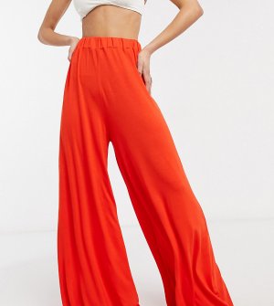 Трикотажные пляжные брюки палаццо выгоревшего оранжевого цвета ASOS DESIGN Tall-Оранжевый цвет Tall