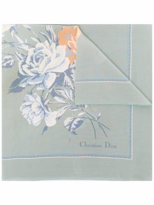 Платок 1990-х годов с цветочным принтом Christian Dior. Цвет: синий