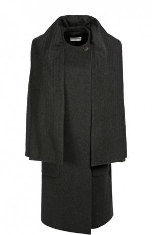 Кашемировое пальто прямого кроя с воротом-шарфом Balenciaga. Цвет: серый