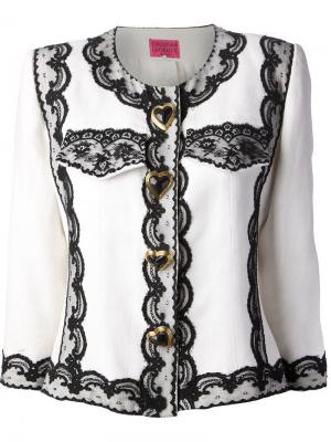 Пиджак с кружевной отделкой Christian Lacroix Vintage. Цвет: белый
