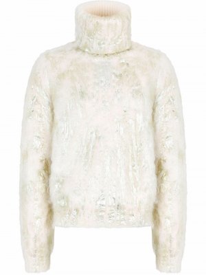 Шерстяной джемпер с эффектом металлик Dolce & Gabbana. Цвет: белый