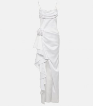 Атласное платье с цветочной аппликацией , белый Rasario