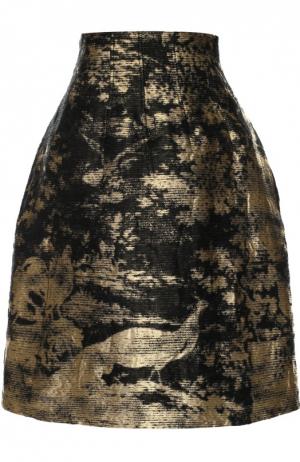 Мини-юбка с металлизированной отделкой Oscar de la Renta. Цвет: золотой