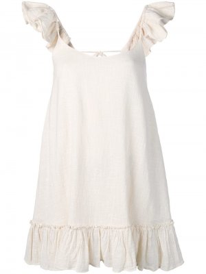 Платье мини с вышивкой Sundress. Цвет: бежевый