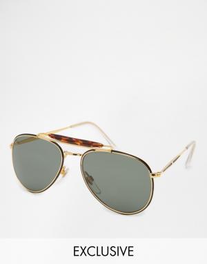Солнцезащитные очки-авиаторы Reclaimed Vintage. Цвет: золотой