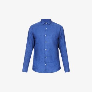 Antonio льняная рубашка классического кроя с вырезом на воротнике , темно-синий Frescobol Carioca