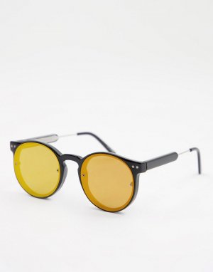 Черные круглые солнцезащитные очки унисекс с красными зеркальными линзами Post Punk-Черный Spitfire