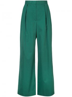 Широкие брюки со складками спереди Julia Jentzsch. Цвет: зеленый