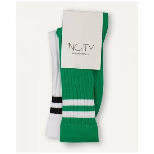 Набор из 2 пар носков , цвет бело-зеленый, размер 35-37 INCITY. Цвет: белый/зеленый