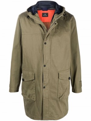 Однобортное пальто с капюшоном PS Paul Smith. Цвет: бежевый