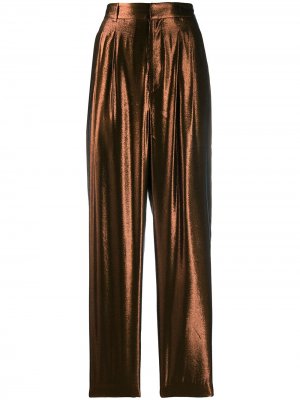 Зауженные брюки с эффектом металлик Indress. Цвет: коричневый
