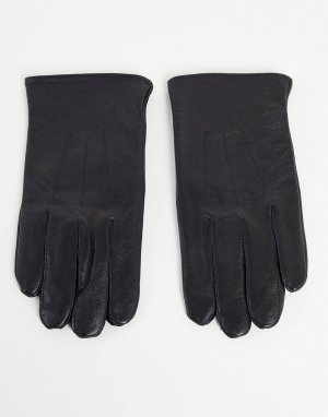 Черные кожаные перчатки унисекс с сенсорным экраном DESIGN Asos
