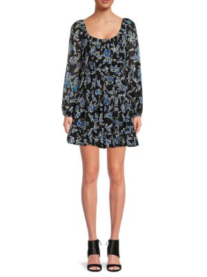 Расклешенное платье Edita из смесового шелка с цветочным принтом , цвет Black Multi Tanya Taylor