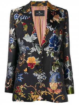 Жаккардовый пиджак с цветочным узором Etro. Цвет: черный
