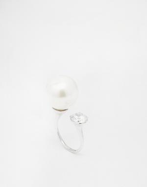 Незамкнутое кольцо с искусственным жемчугом и камнем Love Rocks