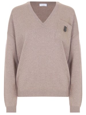 Пуловер кашемировый BRUNELLO CUCINELLI. Цвет: коричневый