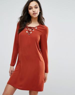 Платье со шнуровкой Dambi Supertrash. Цвет: красный