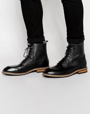 Черные кожаные ботинки на шнуровке PETER WERTH. Цвет: черный