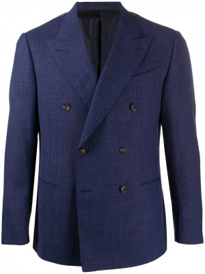 Двубортный пиджак узкого кроя Caruso. Цвет: синий