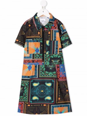 Bandana patchwork-print shirt dress Marcelo Burlon County Of Milan Kids. Цвет: синий