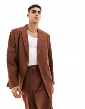 Коричневый оверсайз-пиджак с пышной текстурой ASOS