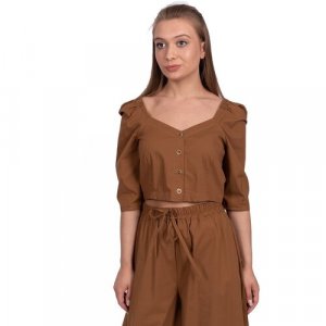 Блуза , размер 40, коричневый Emma&Gaia. Цвет: коричневый