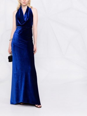 Длинное платье Abies с вырезом халтер Blanca Vita. Цвет: синий