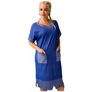 Платье женское 7221 58р-р синее повседневное домашнее больших размеров MillenaSharm. Цвет: синий