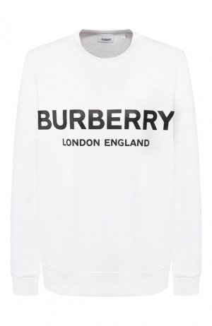 Хлопковый свитшот Burberry. Цвет: белый