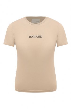 Хлопковая футболка Haikure. Цвет: бежевый