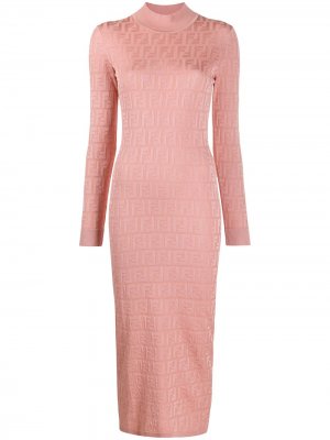 Длинное платье с логотипом FF Fendi. Цвет: розовый