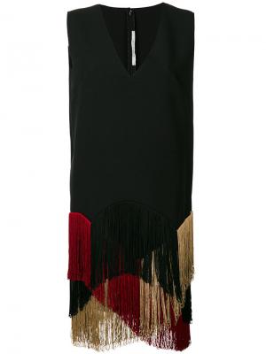 Креповое платье с бахромой Miahatami. Цвет: чёрный