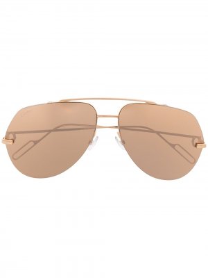 Солнцезащитные очки-авиаторы с зеркальными линзами Cartier Eyewear. Цвет: золотистый