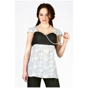 Блуза SettyS Collection, повседневный стиль, размер 48, черный, белый Setty'S Collection