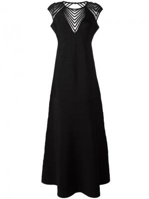 Вечернее платье с короткими рукавами Hervé Léger. Цвет: чёрный