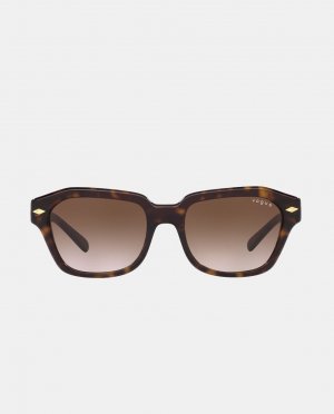 Женские солнцезащитные очки из ацетата с геометрическим рисунком цвета темной гаваны, коричневый Vogue