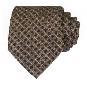 Красивый галстук в клеточку Celine 57712. Цвет: коричневый