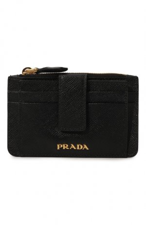 Кожаный футляр для кредитных карт Prada. Цвет: чёрный