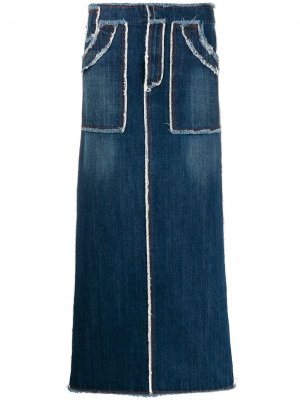 Джинсовая юбка с необработанными швами Jean Paul Gaultier Pre-Owned. Цвет: синий