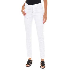 Длинные джинсовые брюки с рваным эффектом и узким краем 10DB50280-B075 женщина MET
