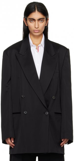 Черный двубортный пиджак , цвет Black Dries Van Noten