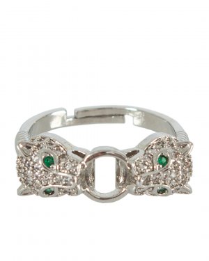 Открытое кольцо Marina Fossati. Цвет: серебряный+прозрачный+зеленый